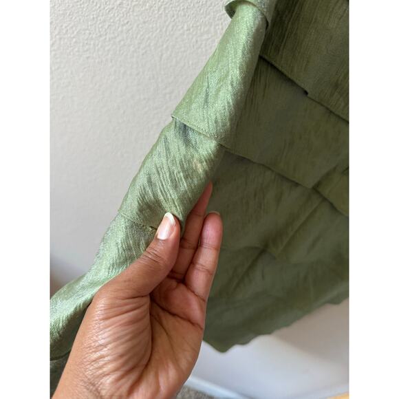 Adrianna Pappell Green Metallic Ruffle Cocktail Formal Dress *minor flaw* Sz 14 - Picture 12 of 13